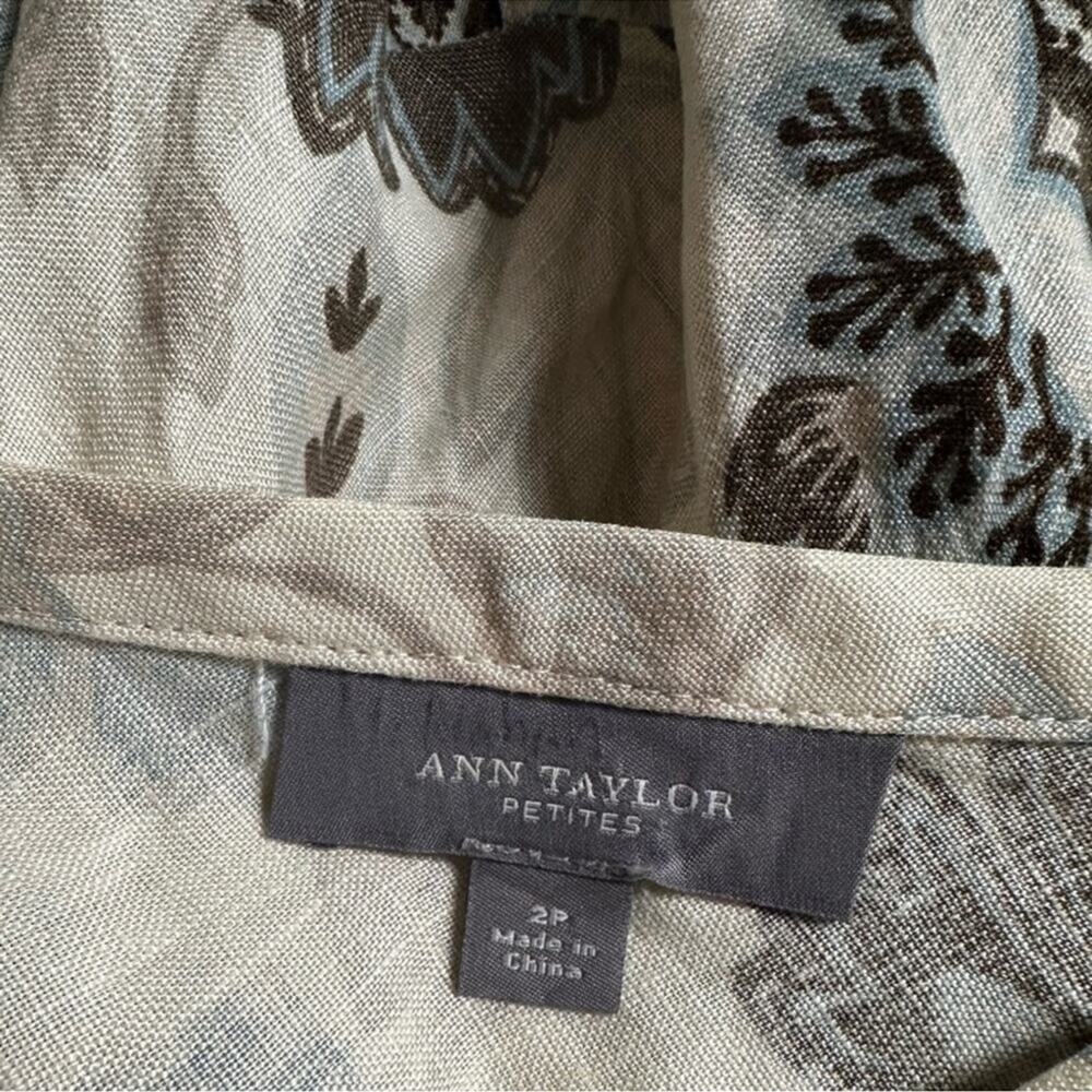 Ann Taylor 100% Linen Tiered Skirt Floral Cottage Boho Prairie Casual Summer 2P - Picture 3 of 5